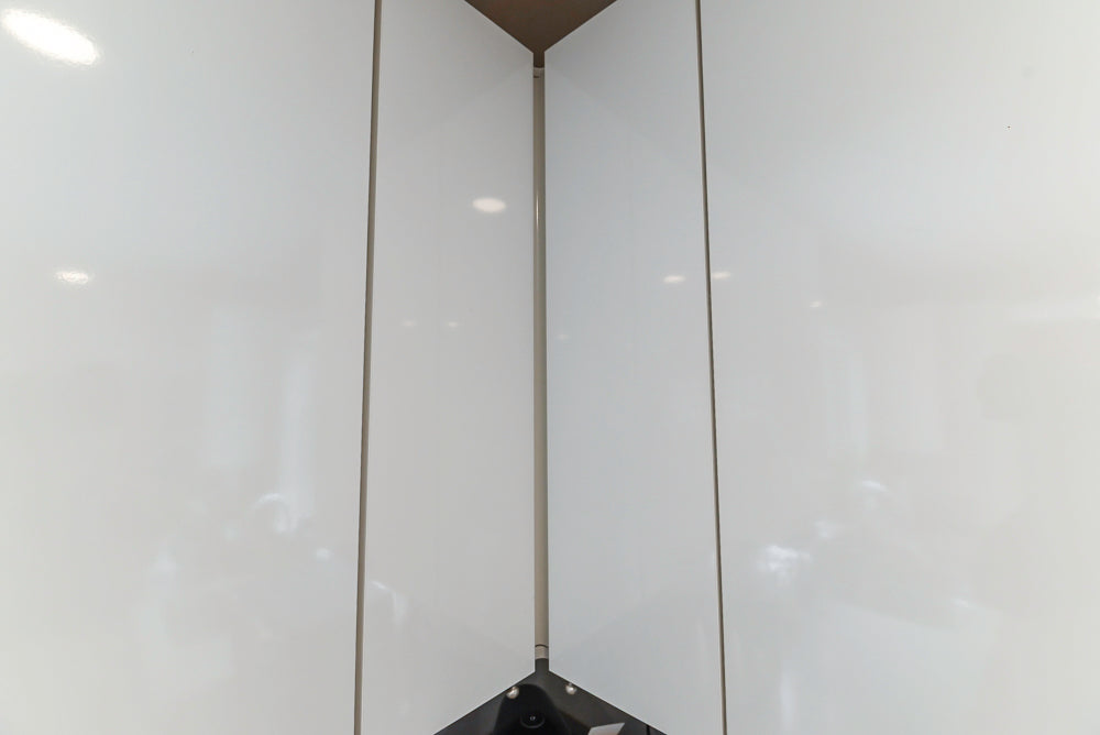 Nobilia Modern White Kitchen with Grey Stone Countertops, Island and Bosch Appliances