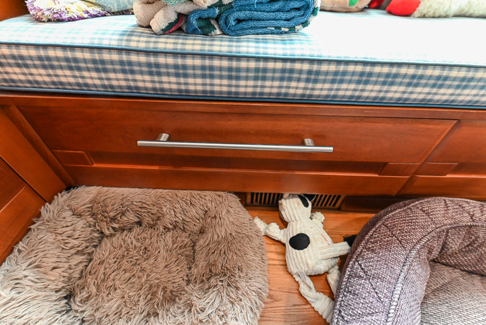 Transitional Wooden Desk Area with Storage Cabinet and Bench Area