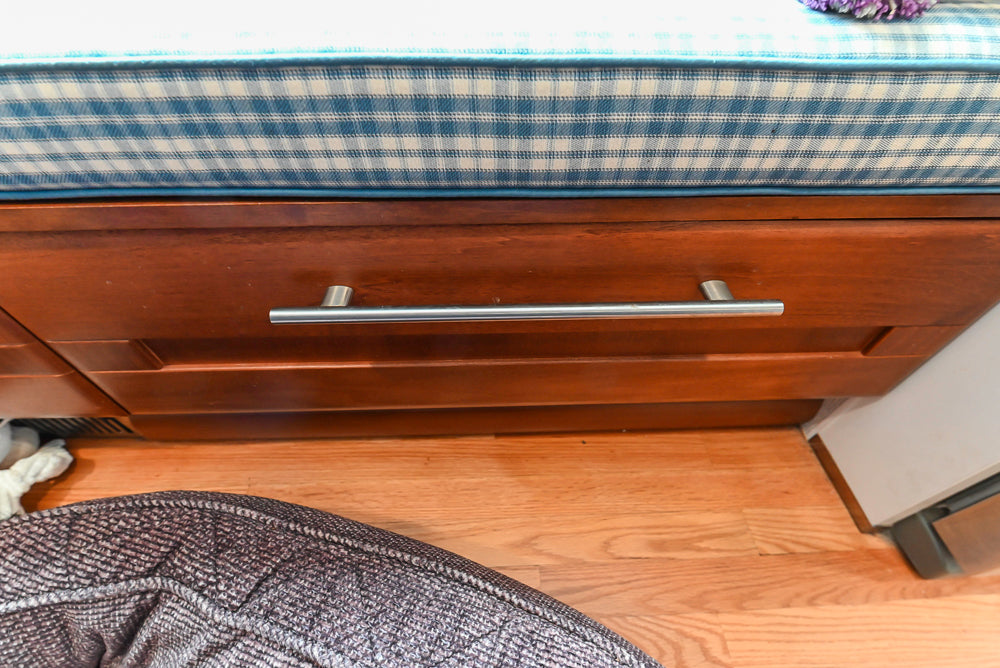 Transitional Wooden Desk Area with Storage Cabinet and Bench Area