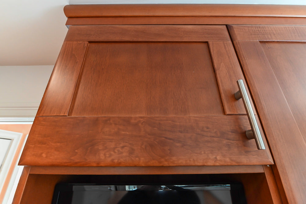 Transitional Wooden Desk Area with Storage Cabinet and Bench Area