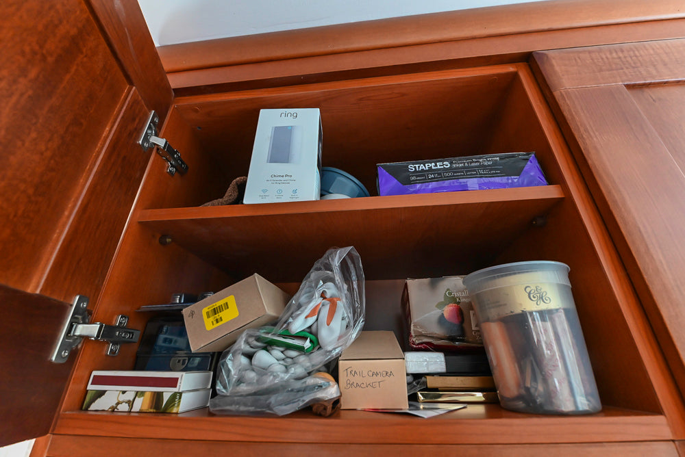 Transitional Wooden Desk Area with Storage Cabinet and Bench Area