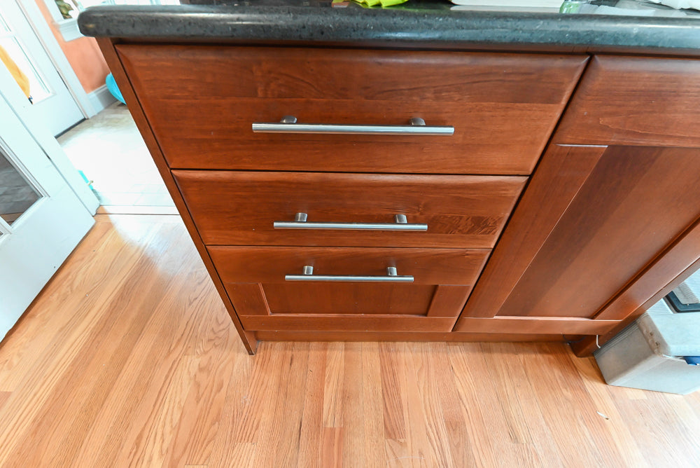 Transitional Wooden Desk Area with Storage Cabinet and Bench Area