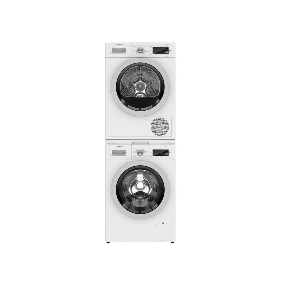 Bosch 500 Series 24" White Stacked Washer & Electric Dryer