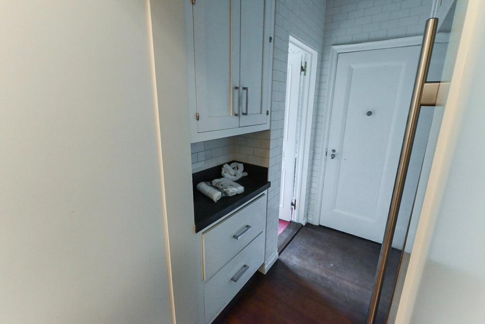 Premier Custom-Built Transitional White Butler's Pantry with Sub-Zero Refrigeration