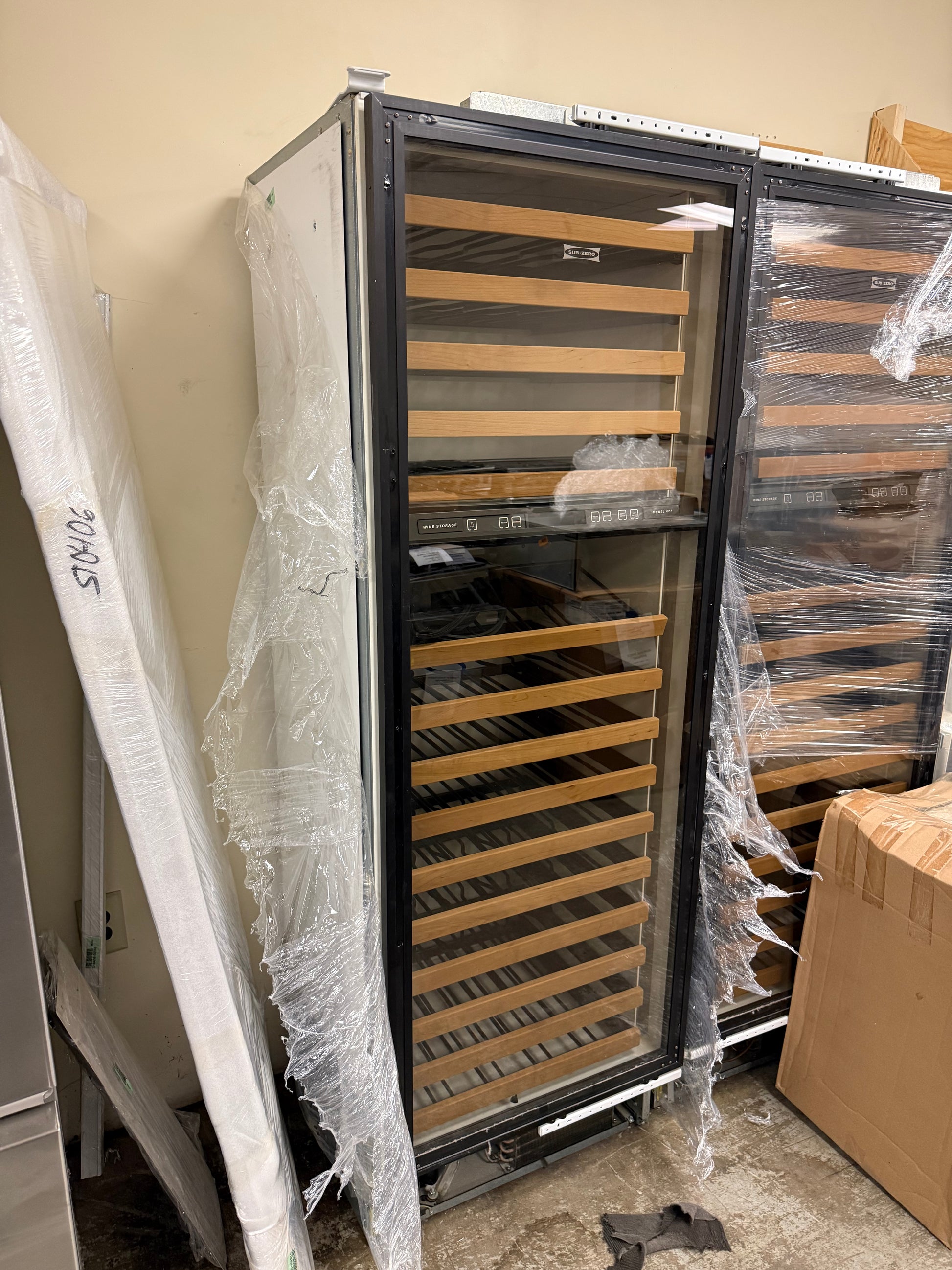 Sub-Zero 427G full-size wine storage with cherry wood racks