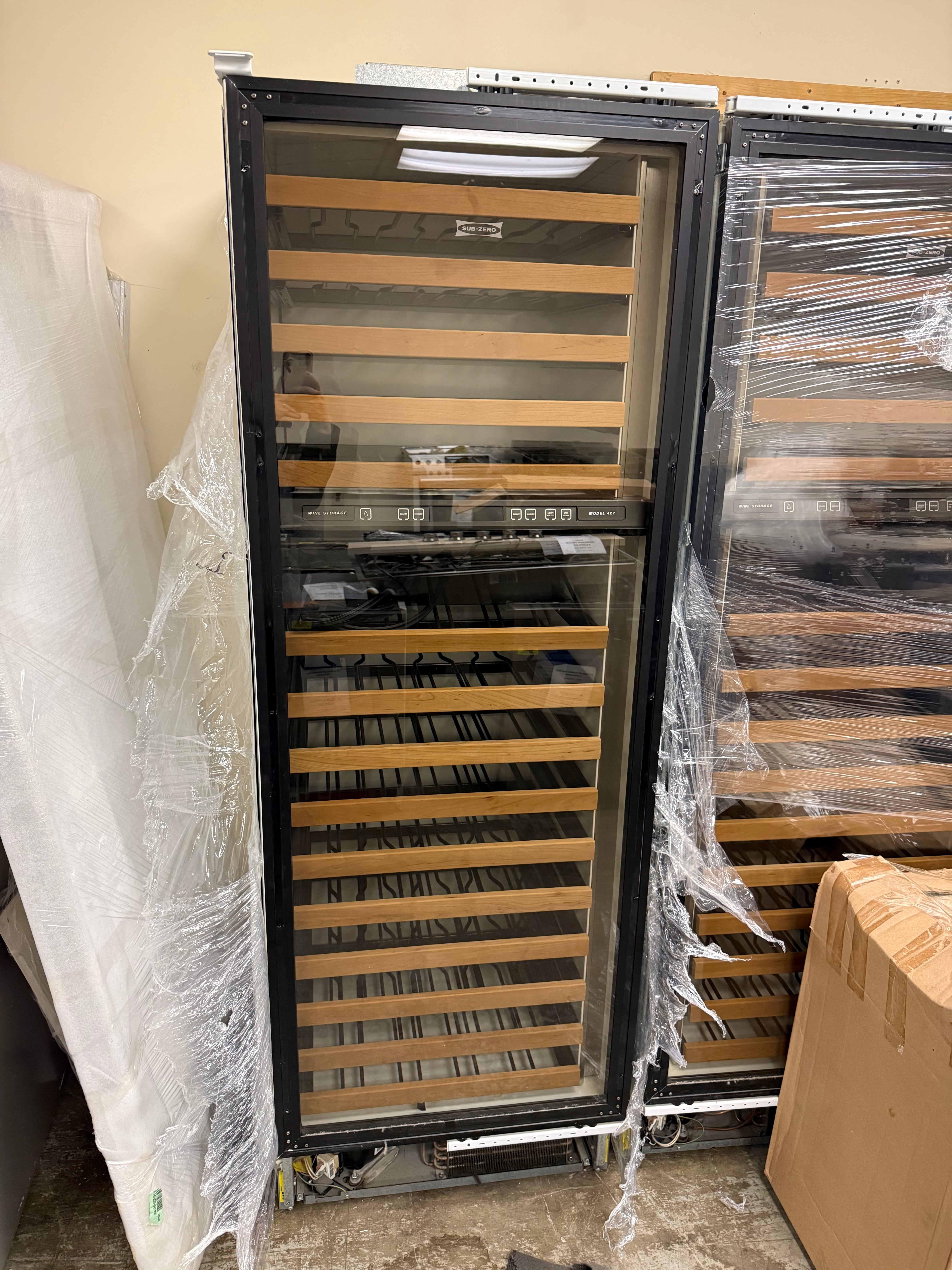 Integrated stainless steel panel wine cooler with dual temperature zones