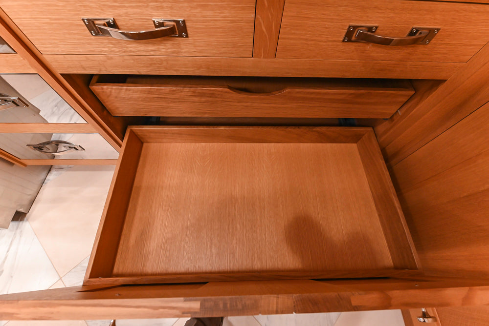 Christopher Peacock Transitional Wooden Kitchen with Waterfall Island and Marble Countertops