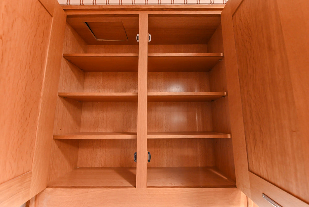 Christopher Peacock Transitional Wooden Kitchen with Waterfall Island and Marble Countertops