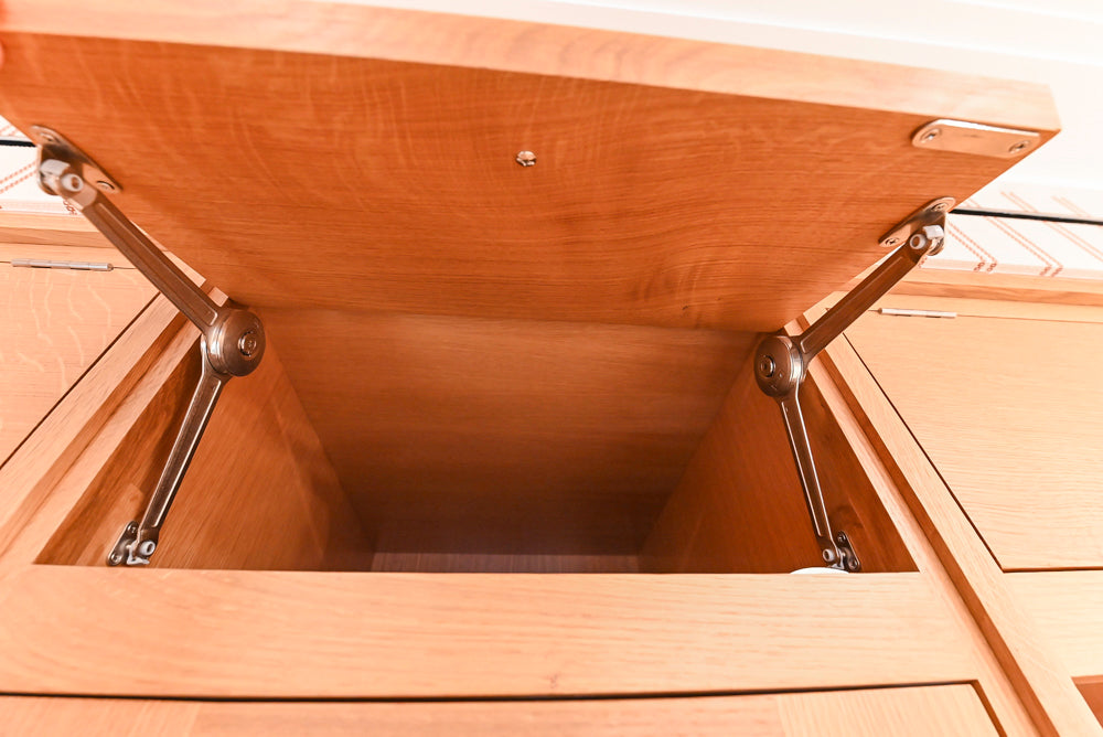 Christopher Peacock Transitional Wooden Kitchen with Waterfall Island and Marble Countertops
