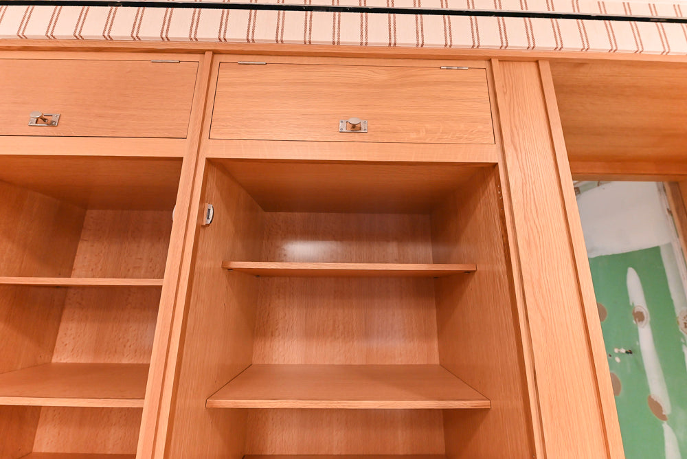 Christopher Peacock Transitional Wooden Kitchen with Waterfall Island and Marble Countertops