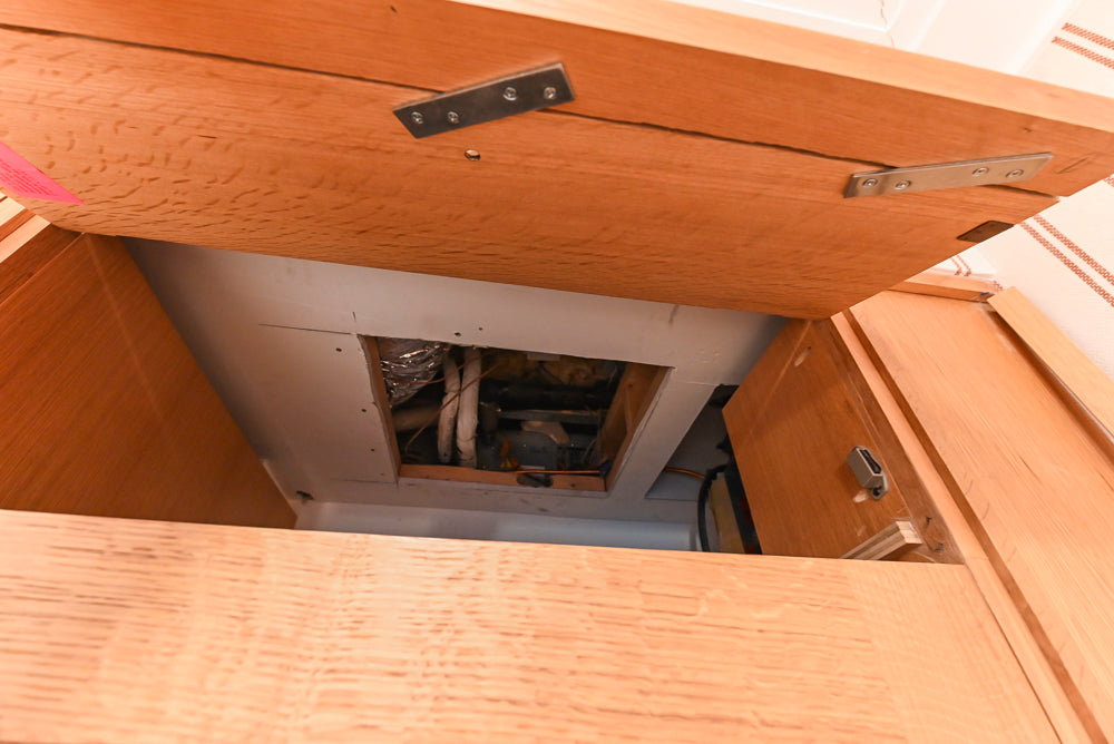 Christopher Peacock Transitional Wooden Kitchen with Waterfall Island and Marble Countertops