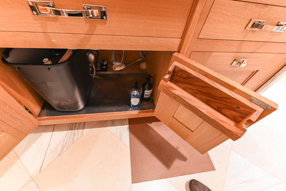 Christopher Peacock Transitional Wooden Kitchen with Waterfall Island and Marble Countertops