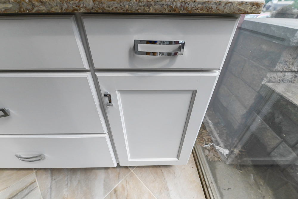 Mid Continent Traditional White Partial Kitchen with Island, Sink and Faucet