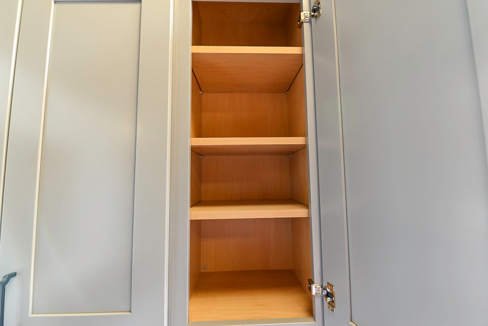 Merillat Transitional White Butler's Pantry with Black Soapstone Countertops and Sink & Faucet