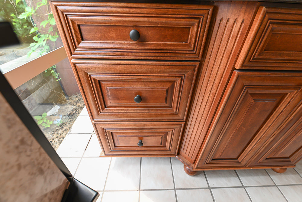Merillat Masterpiece Civano Cherry Wood Kitchen Corner with Kohler Sink & Faucet