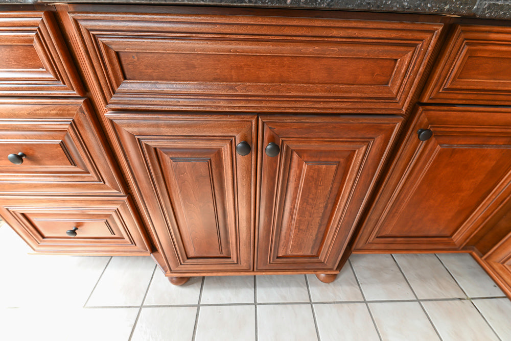 Merillat Masterpiece Civano Cherry Wood Kitchen Corner with Kohler Sink & Faucet