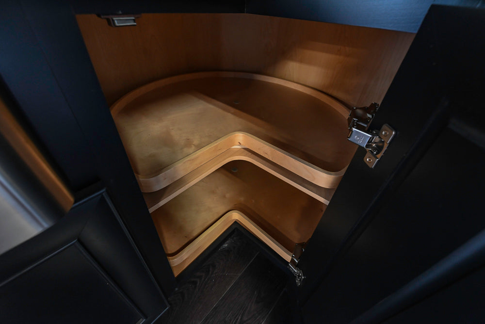 Mid Continent Sullivan Cherry Carbon Transitional Corner Pantry with Sink and Faucet