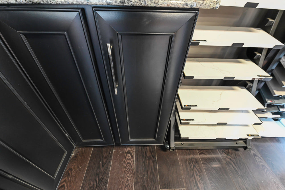 Mid Continent Sullivan Cherry Carbon Transitional Corner Pantry with Sink and Faucet