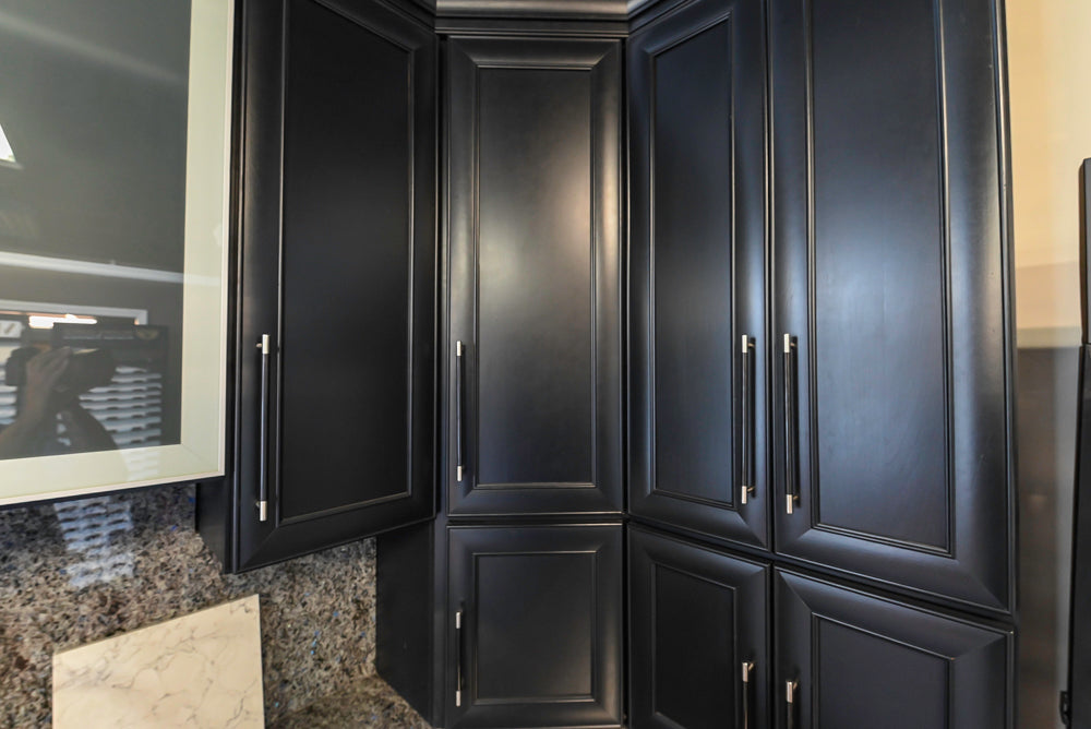 Mid Continent Sullivan Cherry Carbon Transitional Corner Pantry with Sink and Faucet