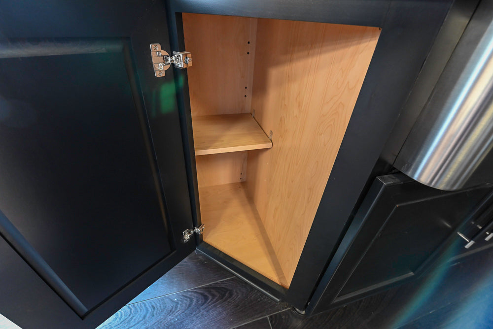 Mid Continent Sullivan Cherry Carbon Transitional Corner Pantry with Sink and Faucet