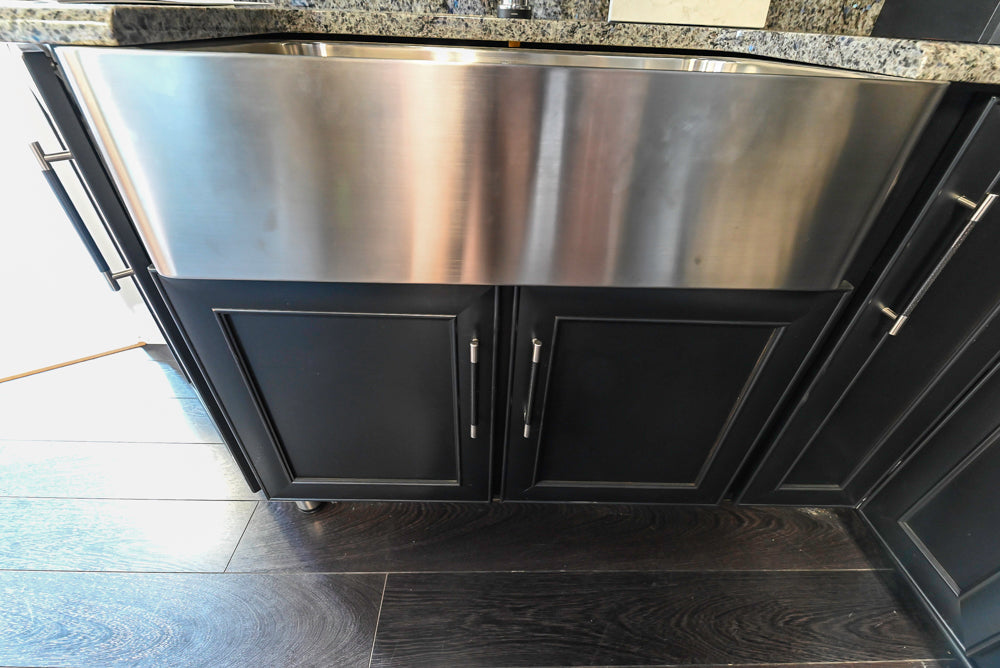 Mid Continent Sullivan Cherry Carbon Transitional Corner Pantry with Sink and Faucet