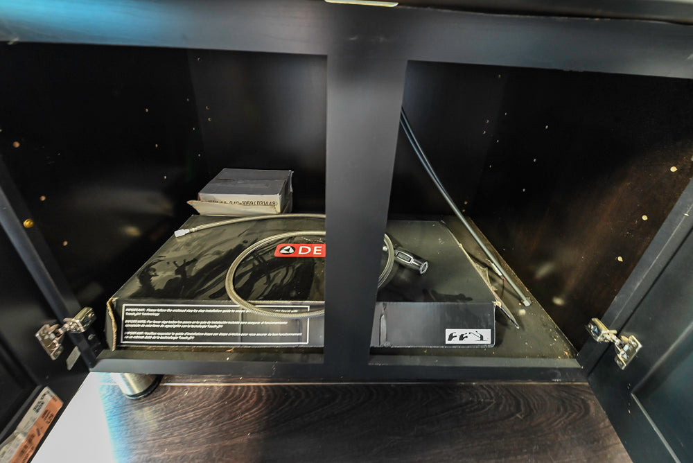 Mid Continent Sullivan Cherry Carbon Transitional Corner Pantry with Sink and Faucet