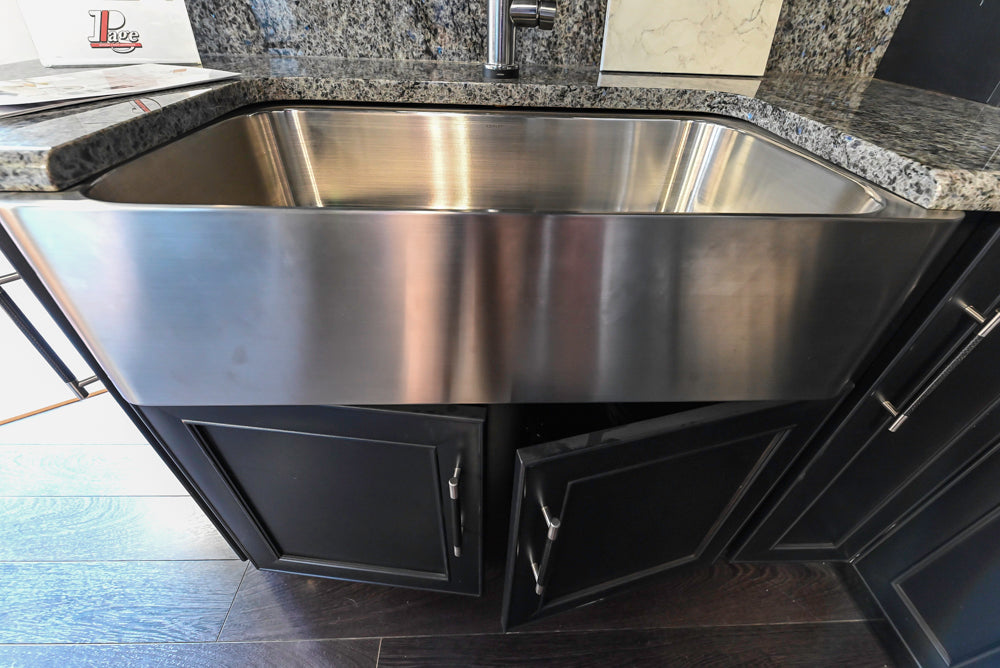 Mid Continent Sullivan Cherry Carbon Transitional Corner Pantry with Sink and Faucet