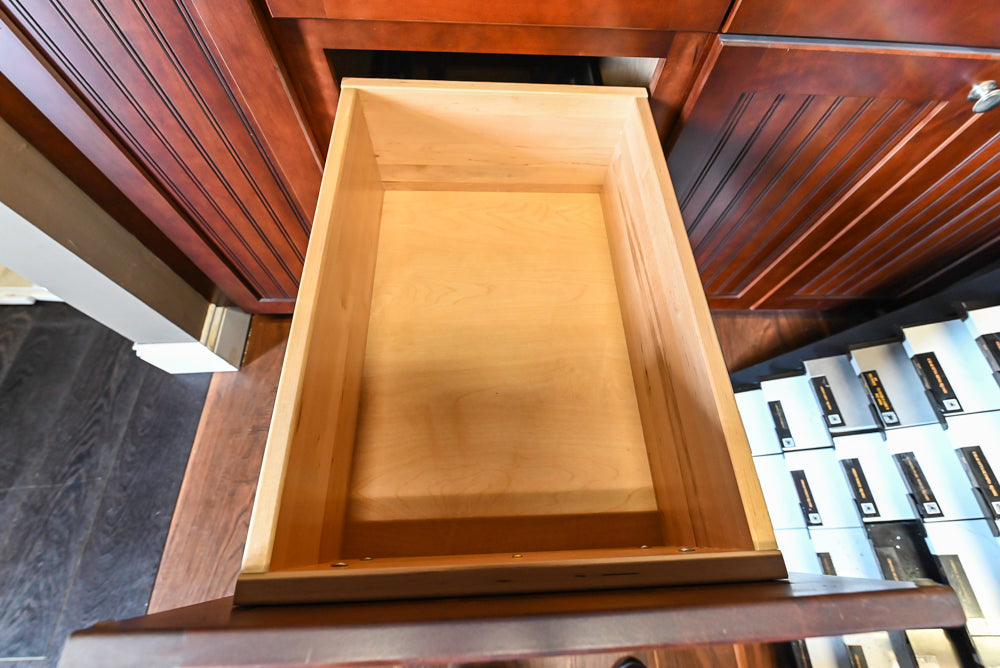 Merillat Traditional Wooden Butler's Pantry with Granite Countertops, Sink & Faucet