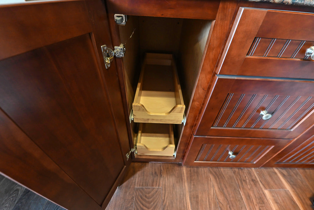 Merillat Traditional Wooden Butler's Pantry with Granite Countertops, Sink & Faucet