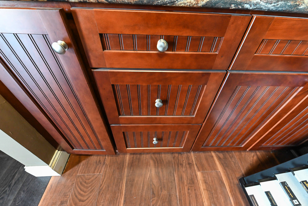 Merillat Traditional Wooden Butler's Pantry with Granite Countertops, Sink & Faucet