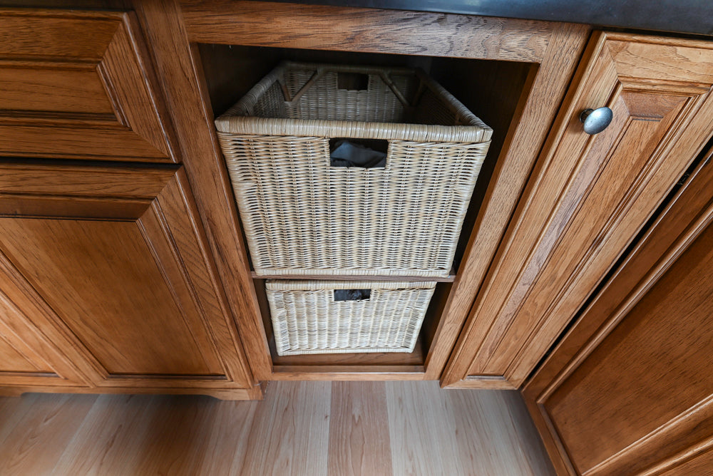 Merillat Masterpiece Bentley Hickory Wood Partial Kitchen Corner with Sink and Faucet