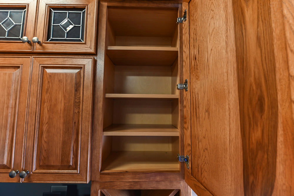 Merillat Masterpiece Bentley Hickory Wood Partial Kitchen Corner with Sink and Faucet