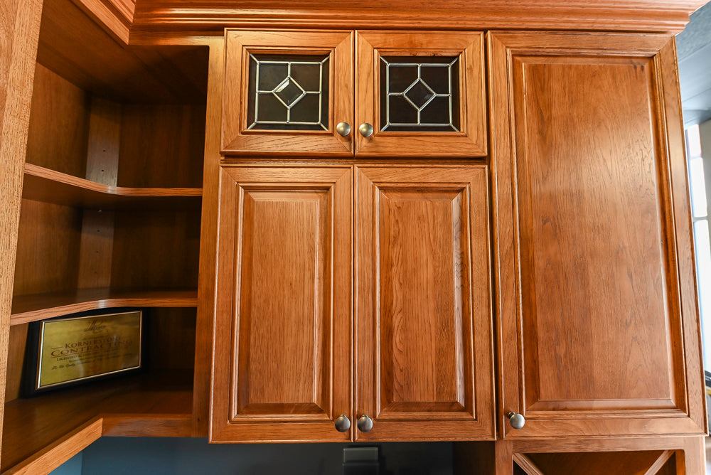 Merillat Masterpiece Bentley Hickory Wood Partial Kitchen Corner with Sink and Faucet
