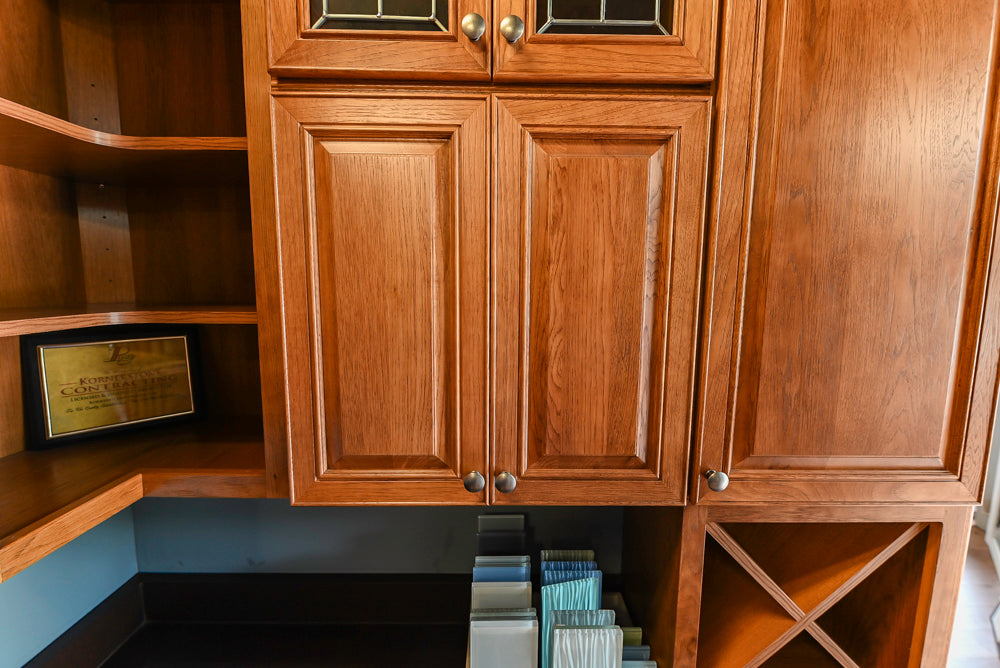 Merillat Masterpiece Bentley Hickory Wood Partial Kitchen Corner with Sink and Faucet