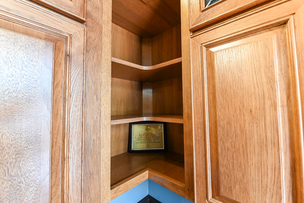 Merillat Masterpiece Bentley Hickory Wood Partial Kitchen Corner with Sink and Faucet