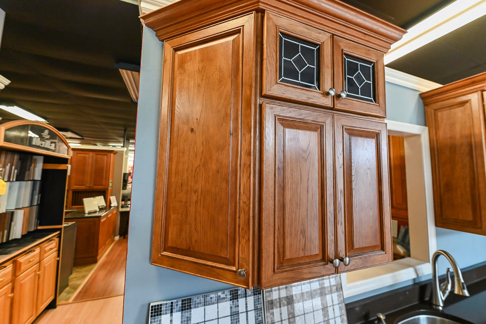 Merillat Masterpiece Bentley Hickory Wood Partial Kitchen Corner with Sink and Faucet