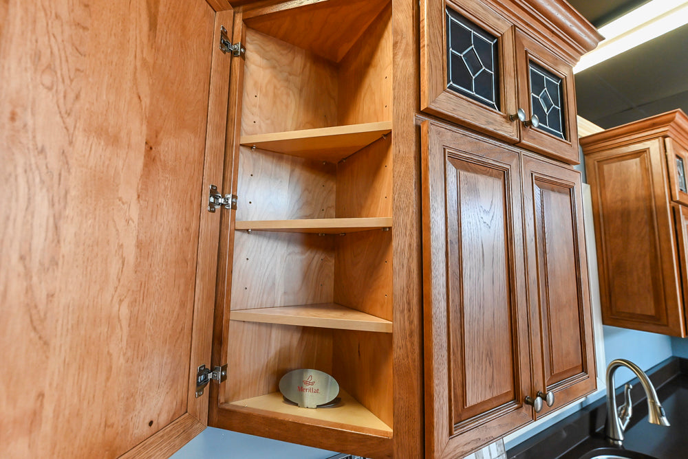 Merillat Masterpiece Bentley Hickory Wood Partial Kitchen Corner with Sink and Faucet