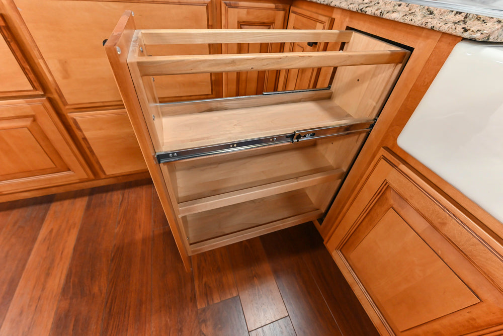 Decora Traditional Wooden Partial Kitchen with Island, Granite Countertops and Kohler Cast Iron Farmhouse Sink