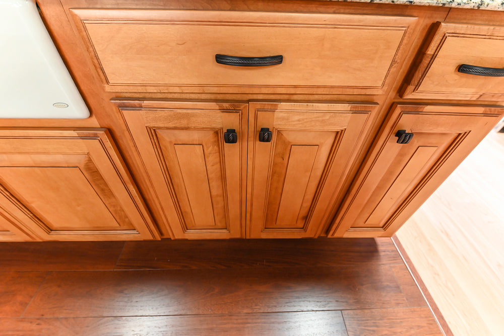 Decora Traditional Wooden Partial Kitchen with Island, Granite Countertops and Kohler Cast Iron Farmhouse Sink