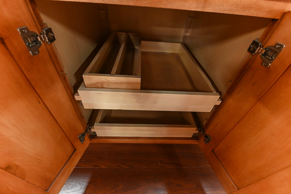Decora Traditional Wooden Partial Kitchen with Island, Granite Countertops and Kohler Cast Iron Farmhouse Sink