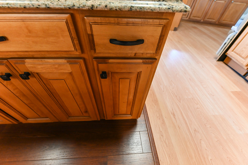 Decora Traditional Wooden Partial Kitchen with Island, Granite Countertops and Kohler Cast Iron Farmhouse Sink