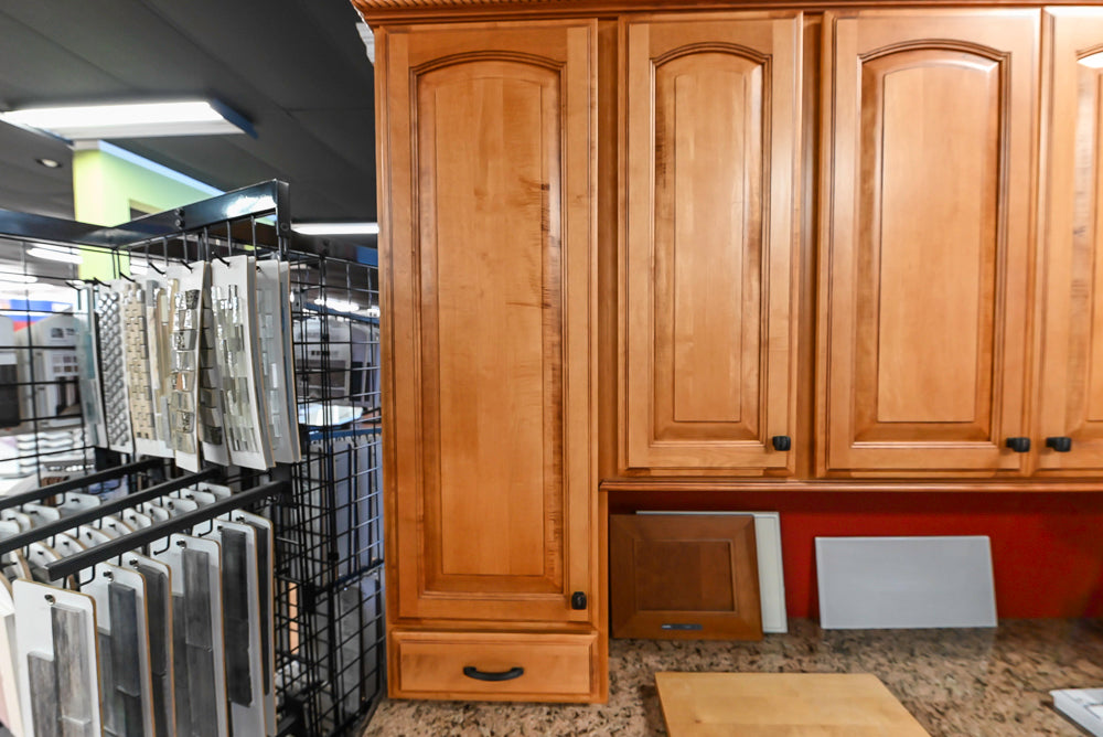 Decora Traditional Wooden Partial Kitchen with Island, Granite Countertops and Kohler Cast Iron Farmhouse Sink