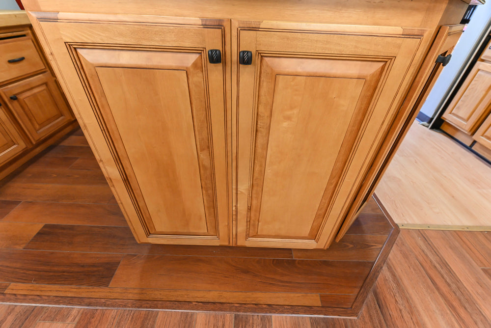 Decora Traditional Wooden Partial Kitchen with Island, Granite Countertops and Kohler Cast Iron Farmhouse Sink