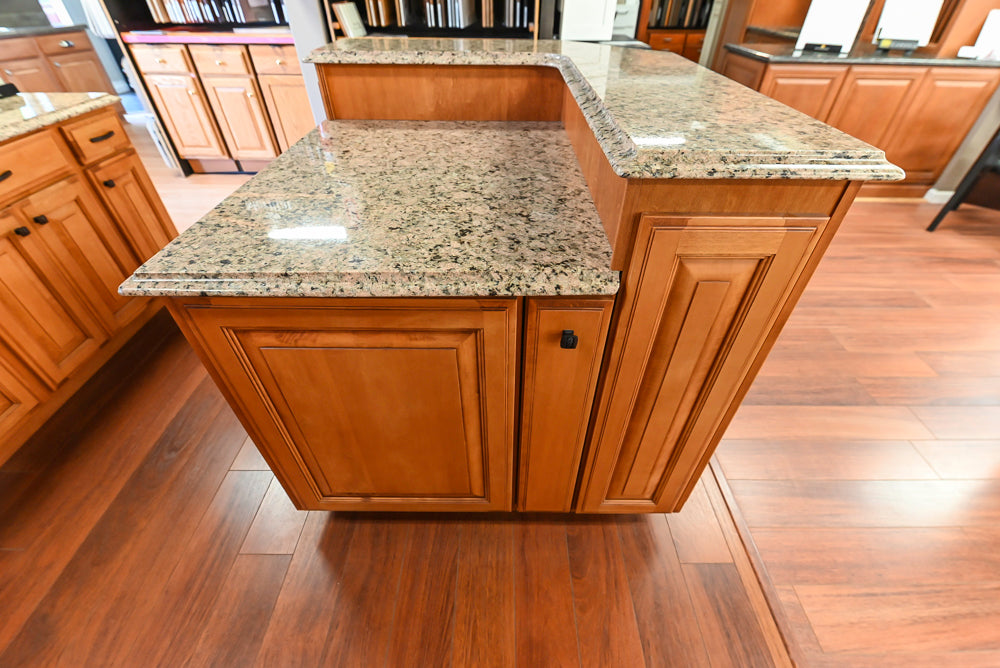 Decora Traditional Wooden Partial Kitchen with Island, Granite Countertops and Kohler Cast Iron Farmhouse Sink