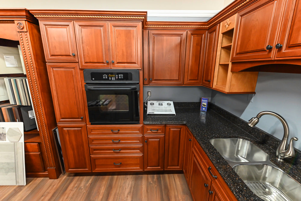 Decora Galleria Cherry Wood Traditional Partial Kitchen with Sink and Faucet
