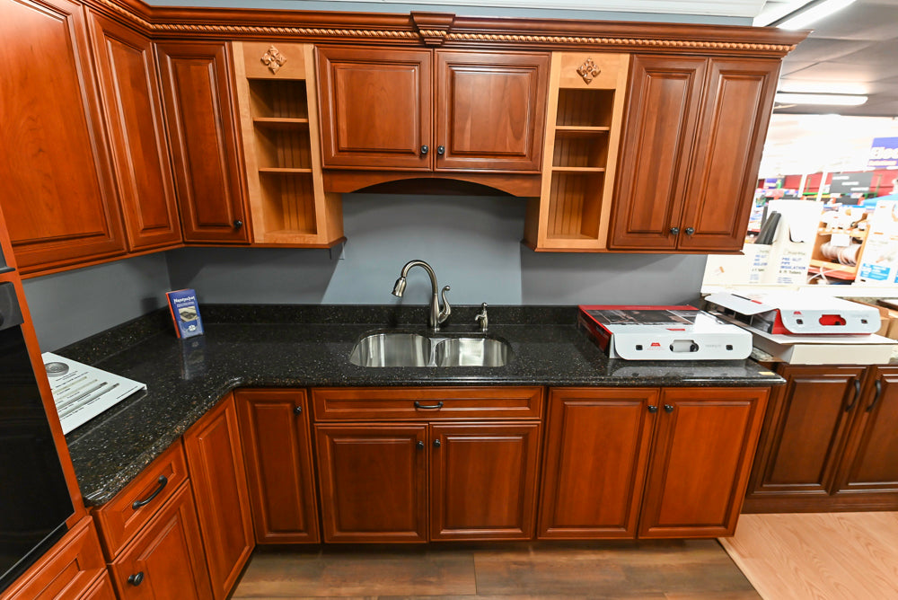Decora Galleria Cherry Wood Traditional Partial Kitchen with Sink and Faucet