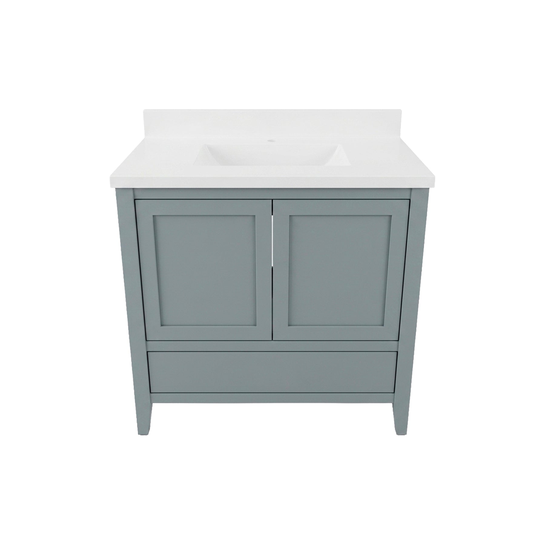 Custom Transitional 37" Grey Wooden Freestanding Single Vanity with Top