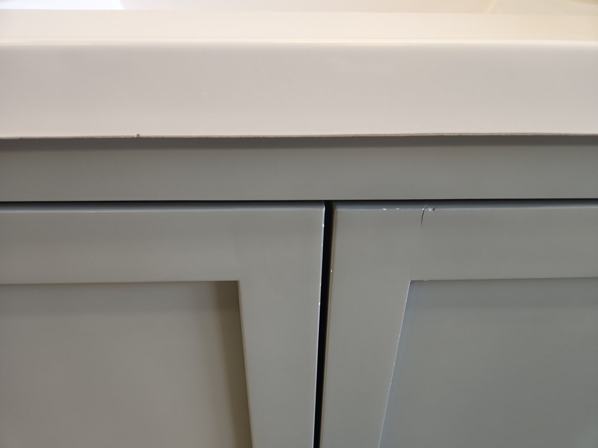 Luxury transitional furniture-grade bathroom vanity suite in grey