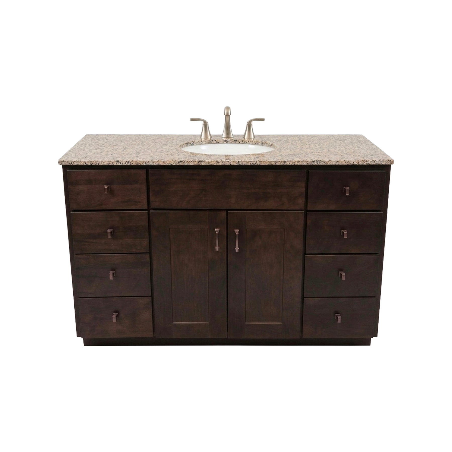 Custom 49 inch transitional wood freestanding single vanity with stone top