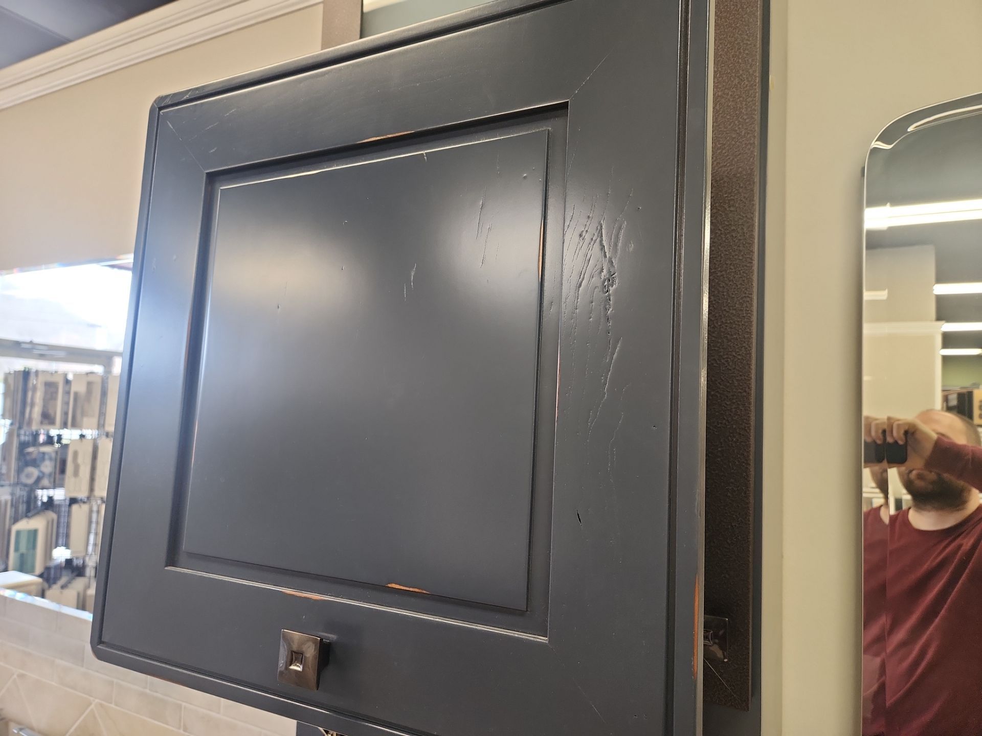 Custom 46" Traditional Navy Wooden Single Vanity with Side Storage